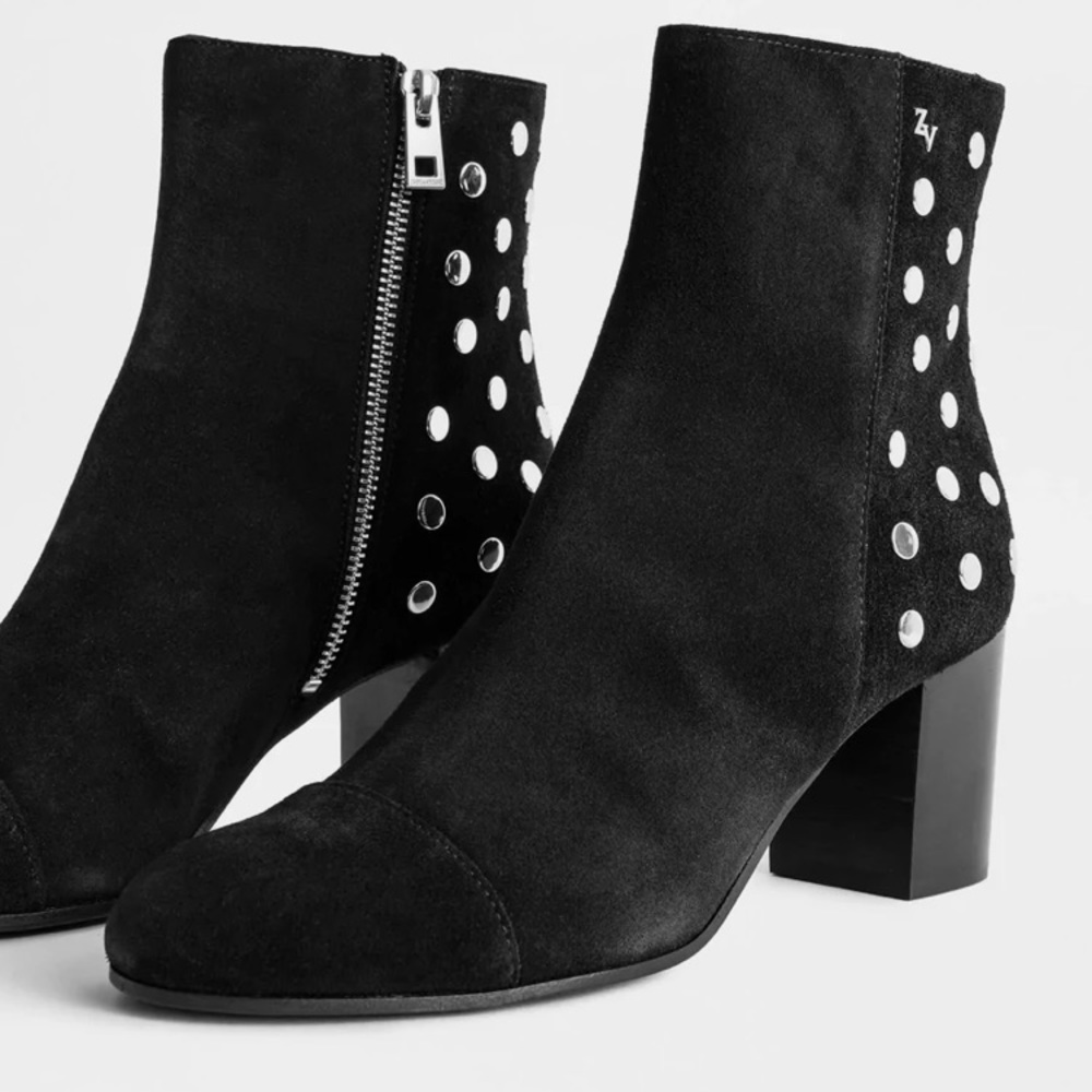 Zandig Voltaire Lena Suede Stud Studded Boots Bootie Blue